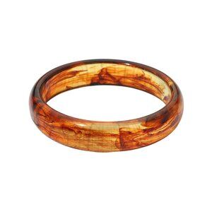 Tigerstars Tortoise Chunky Marbled Resin Round Bangle Bracelet